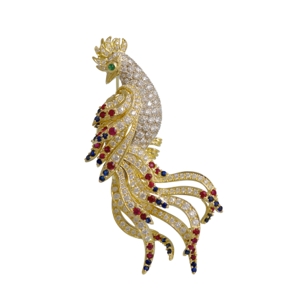 19022 Phoenix PendantPin (for Ref 19846) Designed & Handmade by Kaufmann de Suisse in 18kt White and Yellow Gold featuring 194 Round Brilliant Cut FVVS Quality Diamonds weighing a total of 4.74cts (1)