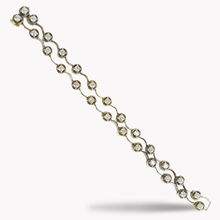 22175 Double Diamond Cascade Bracelet Designed & Handmade by Kaufmann de Suisse in 18kt White Gold featuring 21 Round Brilliant Cut H VS Quality Diamonds weighing a total of 3.33cts