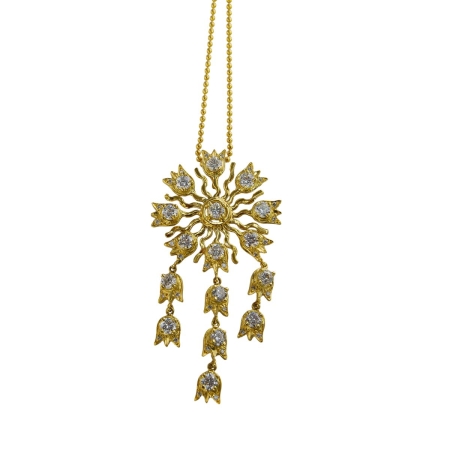 23066 Lilly of the Valley Feuille Diamond Pendant Designed & Handmade by Kaufmann de Suisse in 18kt White Gold featuring 157 Round Brilliant Cut GSI Quality Diamonds weighing a total of 1.89cts an