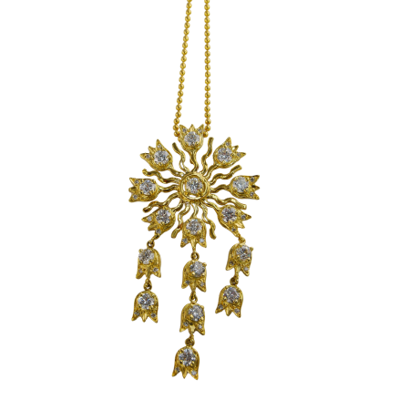 23066 Lilly of the Valley Feuille Diamond Pendant Designed & Handmade by Kaufmann de Suisse in 18kt White Gold featuring 157 Round Brilliant Cut GSI Quality Diamonds weighing a total of 1.89cts an