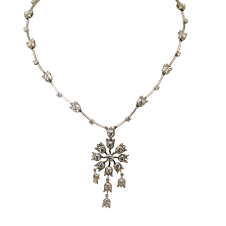 23102 Lily of the Valley Diamond Collar Necklace Designed & Handmade by Kaufmann de Suisse in 18kt White Gold featuring 54 Round Brilliant Cut GSI Quality Diamonds weighing a total of 4.88cts (1)