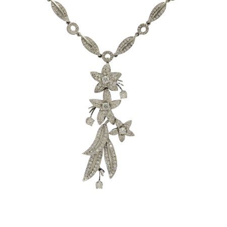 23141 Jasmin de Nuit Feuille Necklace Designed & Handmade by Kaufmann de Suisse in 18kt White Gold featuring 608 Round Brilliant Cut GSI Quality Diamonds weighing a total of 6.00cts, 2.75 inch dro (1)