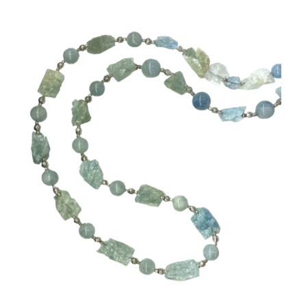 23406 Inch Keshi Pearl, Shell, and Quartz Bead Necklace featuring 14 Keshi Pearl measuring 27.5mm to 21.5mm, 14 Shells, 9 Quartz Beads, with Sterling Silver Clasp