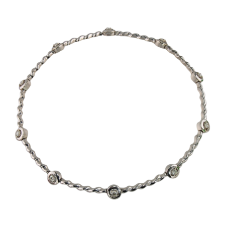 30726 Flowing Lines Diamond Necklace Designed & Handmade by Kaufmann de Suisse in 18kt White Gold featuring 10 Round Brilliant cut GSI Quality Diamonds weighing a total of 1.50cts