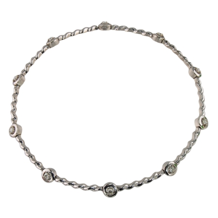30726 Flowing Lines Diamond Necklace Designed & Handmade by Kaufmann de Suisse in 18kt White Gold featuring 10 Round Brilliant cut G SI Quality Diamonds weighing a total of 1.50cts