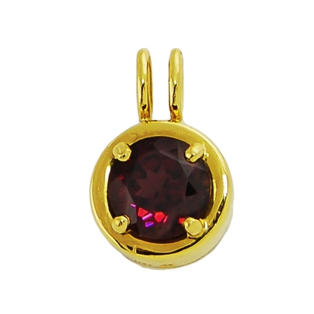 40367 Rhodolite Garnet Pendant Designed & Handmade by Kaufmann de Suisse in 18kt Yellow Gold featuring one Round 2.54cts Rhodolite Garnet