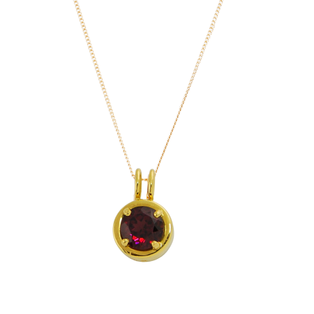 40367 Rhodolite Garnet Pendant Designed & Handmade by Kaufmann de Suisse in 18kt Yellow Gold featuring one Round 2.54cts Rhodolite Garnet