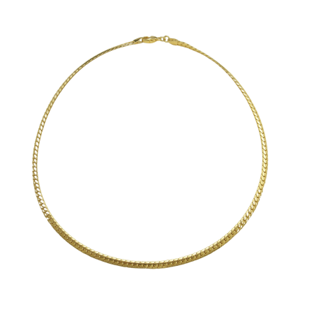 19220 Green Tourmaline Chain Necklace Designed & Handmade by Kaufmann de Suisse in 18kt Yellow Gold featuring one Cabochon Cut Pear Shape Green Tourmaline weighing